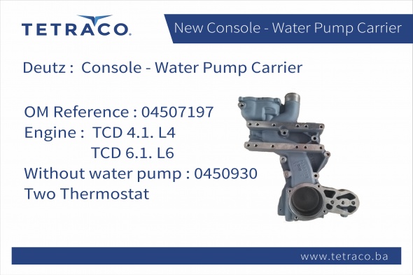 Deutz Console Water Pump Carrier TCD 4.1. L4/TCD 6.1. L6